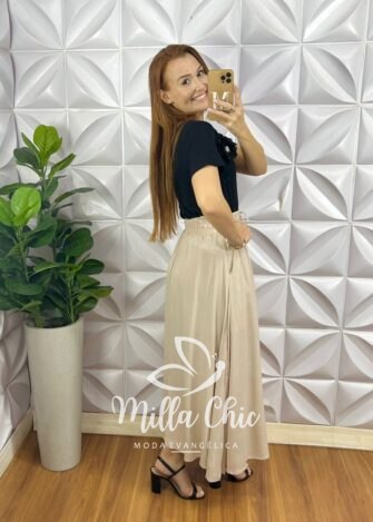 Saia Mel Viscolinho - Milla Chic