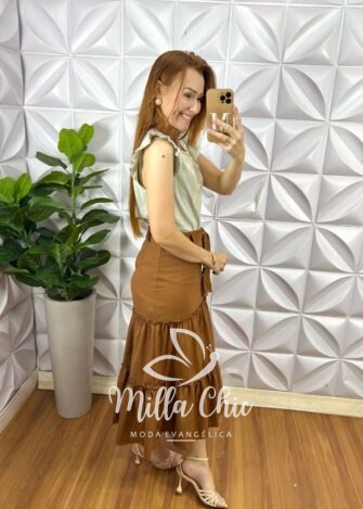 Milla Chic - millachic com br saia noemi marrom 1 Saia Noemi - Marrom - Milla Chic