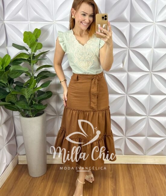 Saia Noemi - Marrom - Milla Chic