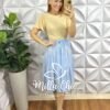 Saia Odessa Em Viscolinho - Azul - Milla Chic