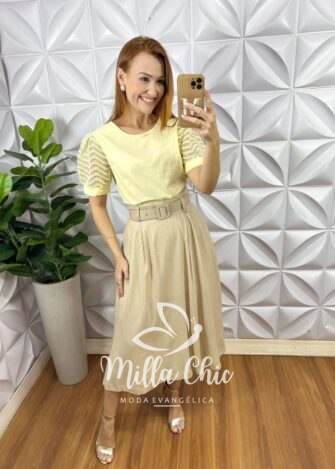 Milla Chic - millachic com br saia olivia em linho gode 2 Saia Olivia Em Linho Godê - Milla Chic