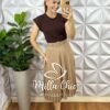 Saia Plissada Mirtes - Nude - Milla Chic