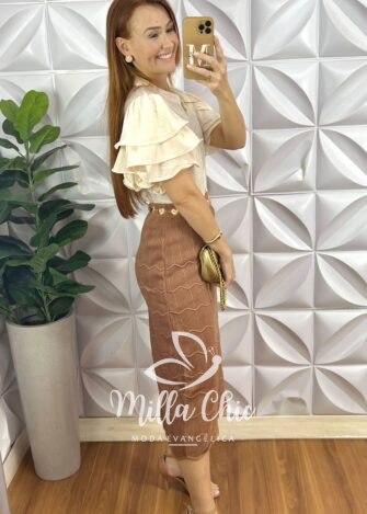 Milla Chic - millachic com br saia tricot verona marrom 1 Saia Tricot Verona - Marrom - Milla Chic