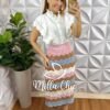 Saia Tricot Verona - Rosa E Azul - Milla Chic