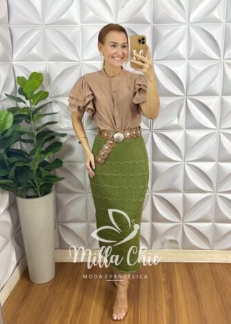 Saia Tricot Verona - Verde - Milla Chic