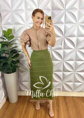 Saia Tricot Verona - Verde - Milla Chic
