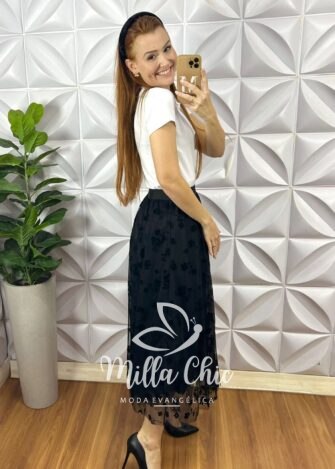 Milla Chic - millachic com br saia tule flor marina preta 3 Saia Tule Flor Marina - Preta - Milla Chic