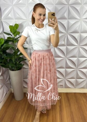 Milla Chic - millachic com br saia tule flor marina rosa 1 Saia Tule Flor Marina - Rosa - Milla Chic