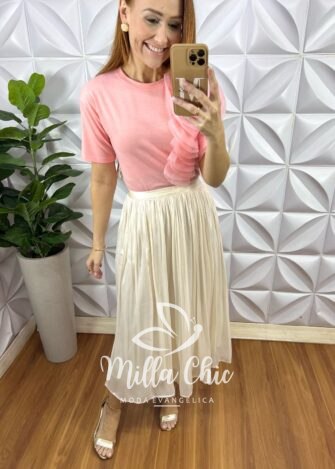 Milla Chic - millachic com br saia turquia em chiffon acetinado branca 2 Saia Turquia Em Chiffon Acetinado - Branca - Milla Chic