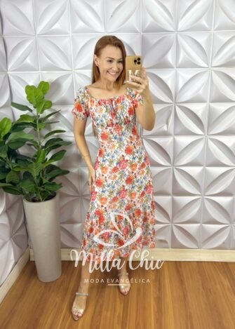 Vestido Ammalis Tule - Branco Estampado - Milla Chic