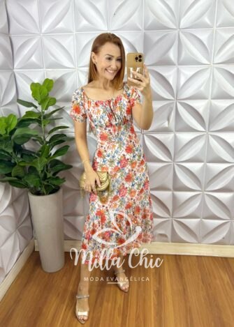 Vestido Ammalis Tule - Branco Estampado - Milla Chic