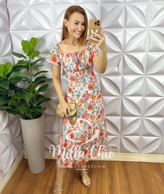 Vestido Ammalis Tule - Branco Estampado - Milla Chic