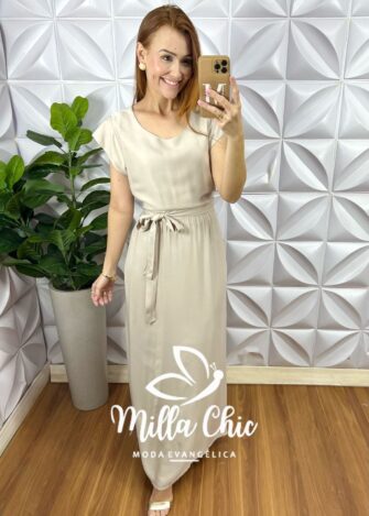 Vestido Armênia em Viscosarja - Areia - Milla Chic