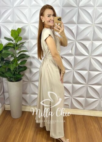 Vestido Armênia em Viscosarja - Areia - Milla Chic