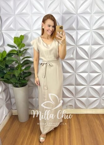Vestido Armênia em Viscosarja - Areia - Milla Chic