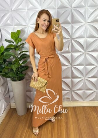 Vestido Armênia em Viscosarja - Marrom - Milla Chic