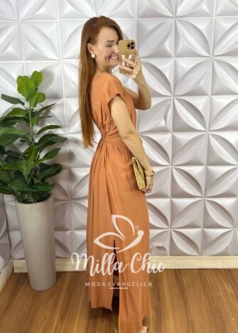 Milla Chic - millachic com br vestido armenia em viscosarja marrom 2 Vestido Armênia em Viscosarja - Marrom - Milla Chic