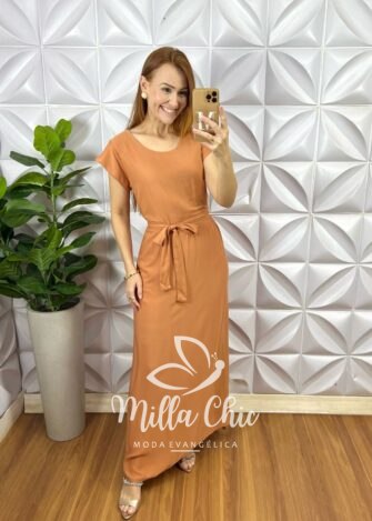 Vestido Armênia em Viscosarja - Marrom - Milla Chic