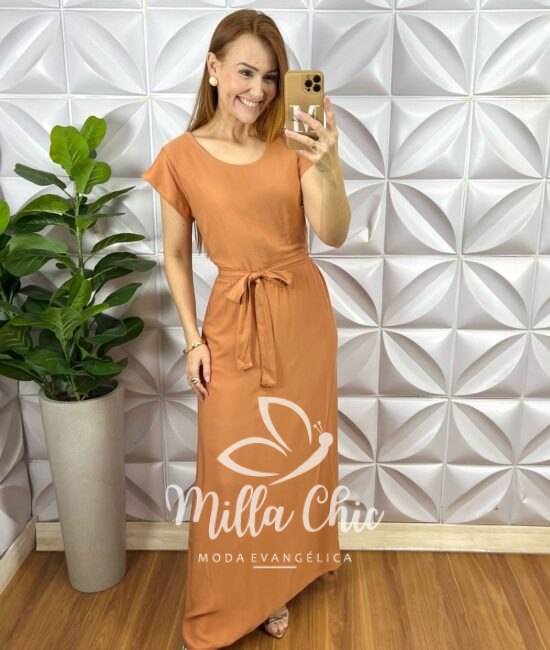 Vestido Armênia em Viscosarja - Marrom - Milla Chic