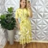 Vestido Copacabana Viscose Com Foil - Amarelo - Milla Chic