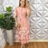 Vestido Copacabana Viscose Com Foil - Rosa - Milla Chic