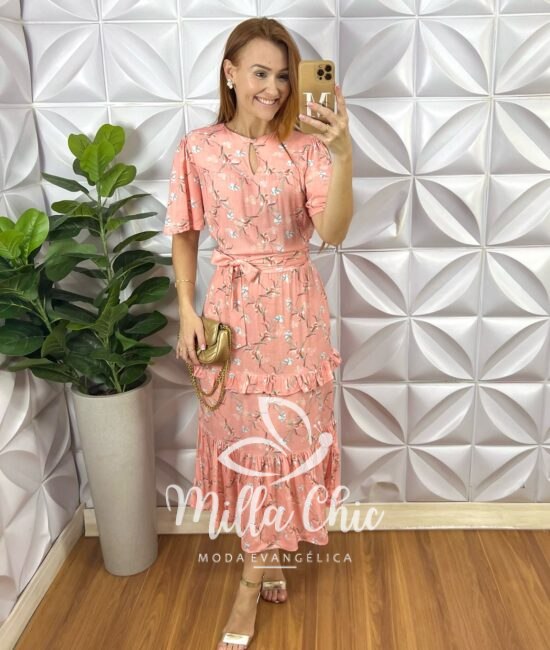 Vestido Copacabana Viscose Com Foil - Rosa - Milla Chic