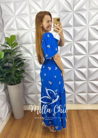 Vestido Charlotte Bordado - Azul - Milla Chic