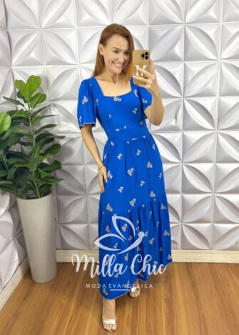 Vestido Charlotte Bordado - Azul - Milla Chic