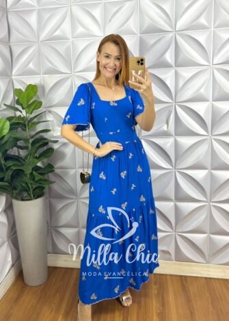 Vestido Charlotte Bordado - Azul - Milla Chic