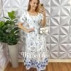 Vestido Elsa Lesie Bordada - Branco e Azul - Milla Chic