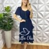 Vestido Em Chiffon Theodora - Azul Marinho - Milla Chic