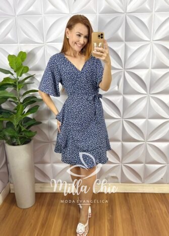 Vestido Envelope Abigail - Azul Marinho - Milla Chic