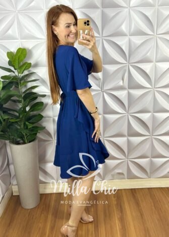 Milla Chic - millachic com br vestido envelope abigail liso azul marinho 1 Vestido Envelope Abigail Liso - Azul Marinho - Milla Chic
