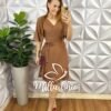 Vestido Envelope Abigail Liso - Marrom - Milla Chic