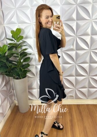 Milla Chic - millachic com br vestido envelope abigail liso preto 1 Vestido Envelope Abigail Liso - Preto - Milla Chic