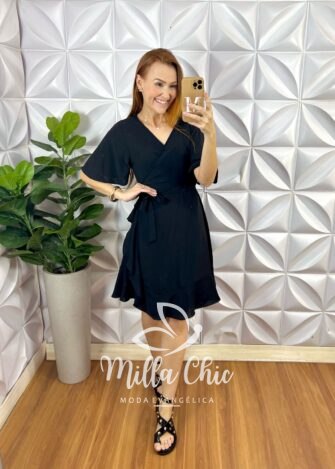 Milla Chic - millachic com br vestido envelope abigail liso preto Vestido Envelope Abigail Liso - Preto - Milla Chic