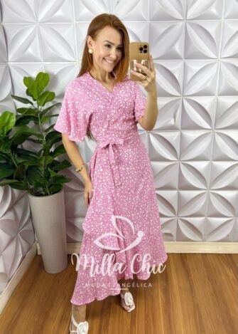 Vestido Envelope Abigail Longo - Rosa - Milla Chic