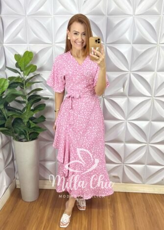 Milla Chic - millachic com br vestido envelope abigail longo rosa 3 Vestido Envelope Abigail Longo - Rosa - Milla Chic