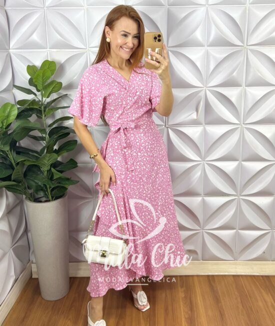 Vestido Envelope Abigail Longo - Rosa - Milla Chic