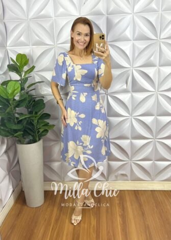 Vestido Ester Viscolinho - Azul - Milla Chic