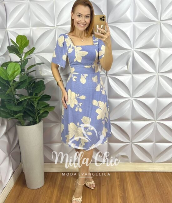 Vestido Ester Viscolinho - Azul - Milla Chic