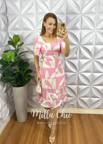 Vestido Ester Viscolinho - Rosa - Milla Chic