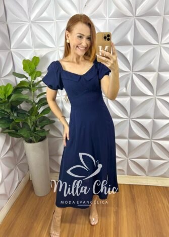 Vestido Florence - Azul Marinho - Milla Chic