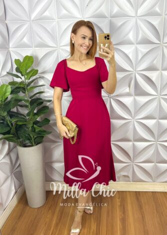 Vestido Geórgia Viscolinho Cereja - Milla Chic