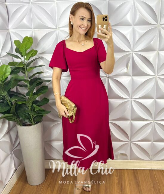 Vestido Geórgia Viscolinho Cereja - Milla Chic