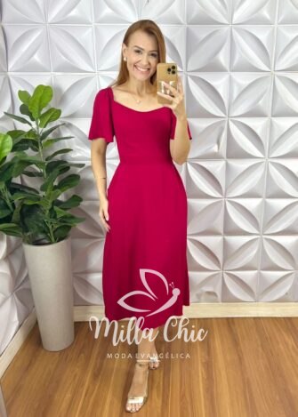 Vestido Geórgia Viscolinho Cereja - Milla Chic