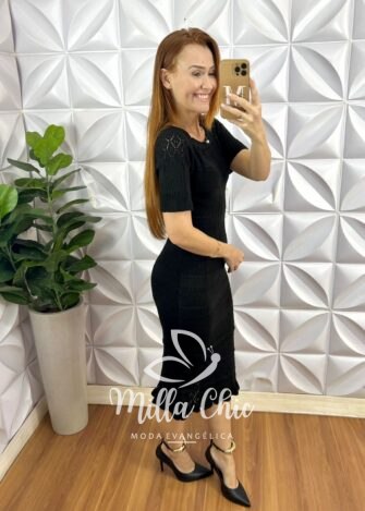 Vestido Jade Em Tricot - Preto - Milla Chic