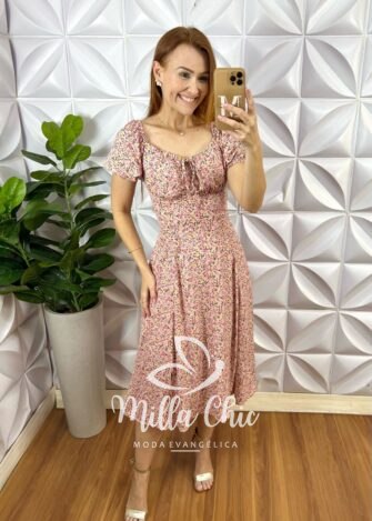 Vestido Lia Camponesa - Rosa - Milla Chic