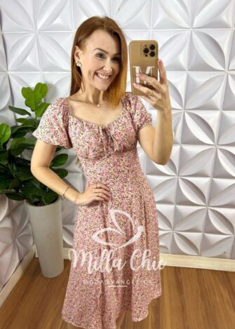 Vestido Lia Camponesa - Rosa - Milla Chic