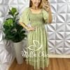 Vestido Lírio Viscolinho Estampado - Verde - Milla Chic